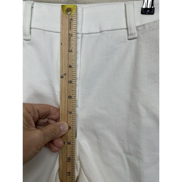 Talbots White Cotton Blend Stretch Pants Button Front Pocket Design Size 4 EUC - Picture 8 of 14